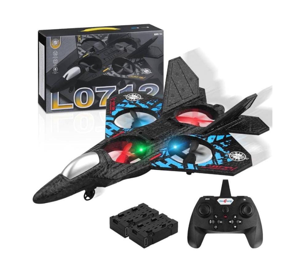 Aeroplane 2.4GHz Remote Controlled Floating Fighter Plane RC Aeroplane RTF for Beginners with Coloured Lights USB Charging