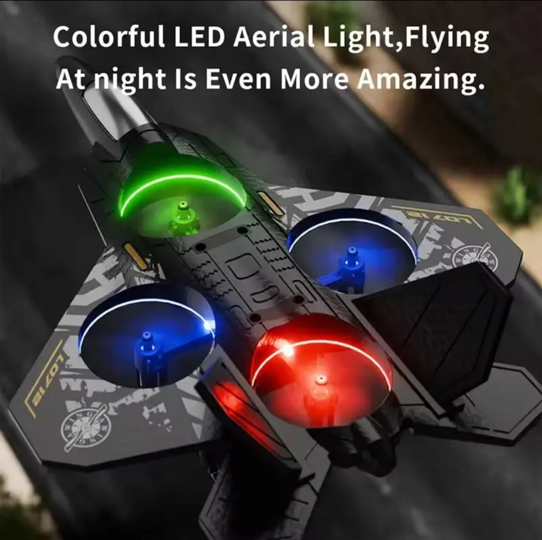 Aeroplane 2.4GHz Remote Controlled Floating Fighter Plane RC Aeroplane RTF for Beginners with Coloured Lights USB Charging