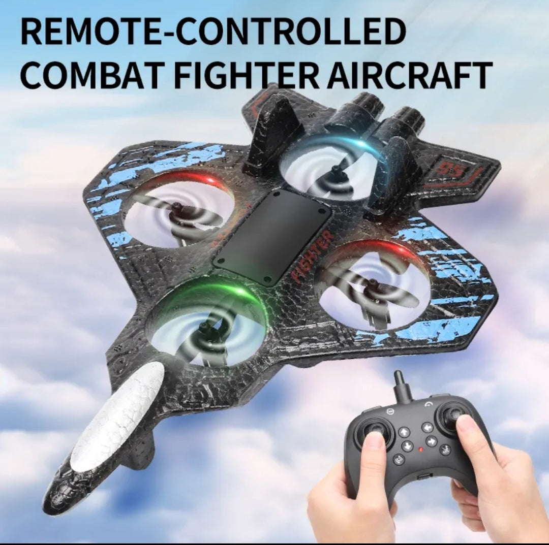 Aeroplane 2.4GHz Remote Controlled Floating Fighter Plane RC Aeroplane RTF for Beginners with Coloured Lights USB Charging